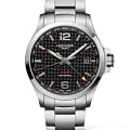 Longines Longines Conquest V.H.P. L3.728.4.66.6  L37284666 кварцевые мужские часы  черный циферблат, браслет нержавеющая сталь — вид спереди